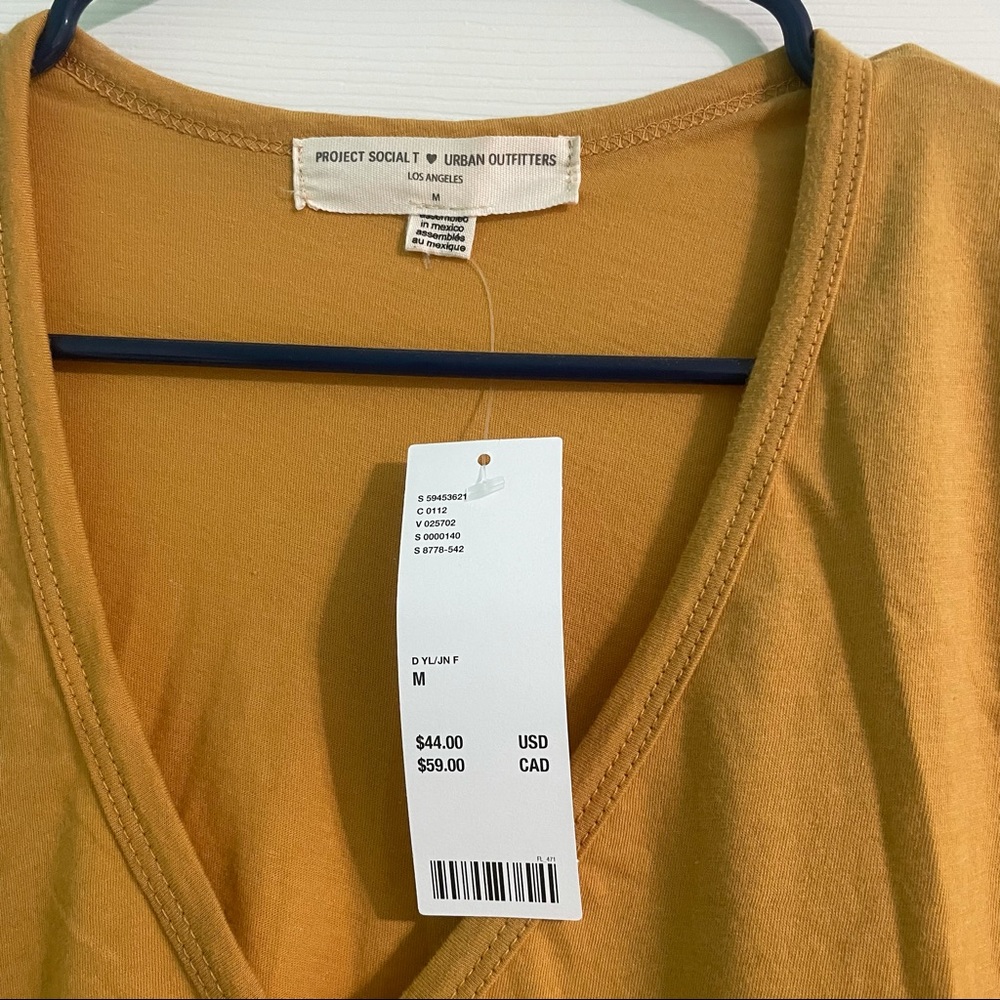 YELLOW PEPLUM STRIPED LONG SLEEVE CROP TOP - Picture 4 of 7